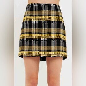 GREY LAB Checkered Mini Skirt - Black and Yellow
